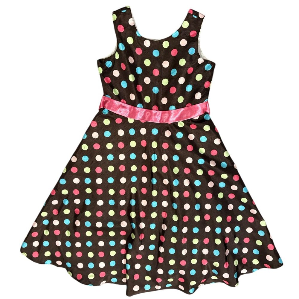 Miss Attitude Girls' Sleeveless Polka Dot Dress